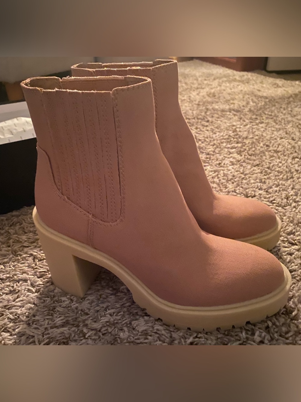 Dolce Vita Blush Pink Chunky Ankle Boots